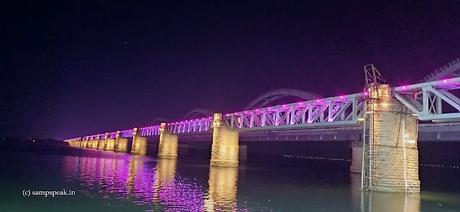 Rajahmundry rail bridge in lights !  ~ night view
