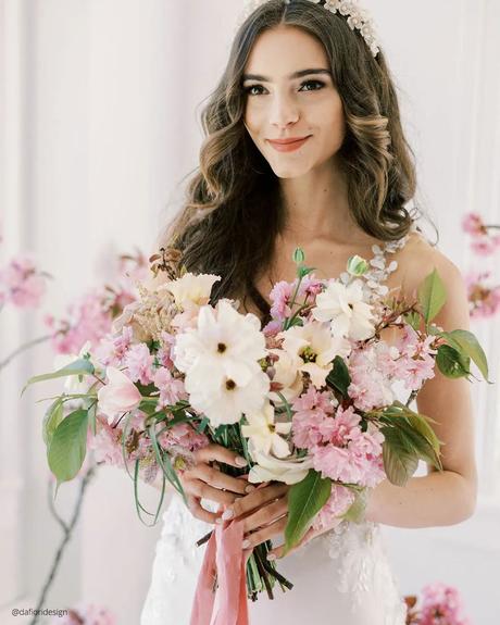 spring wedding bouquets cherry blossom bride dafioridesign