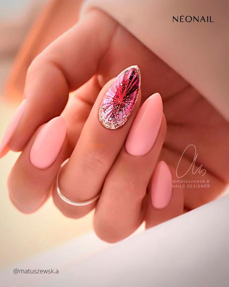 spring wedding nails pink bright crystal matuszewsk.a