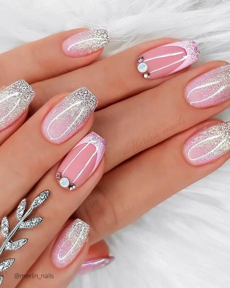 spring wedding nails pink sparkling merlin nails