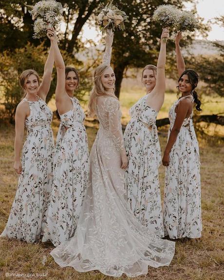 floral bridesmaid dresses white long rustic georgina anna