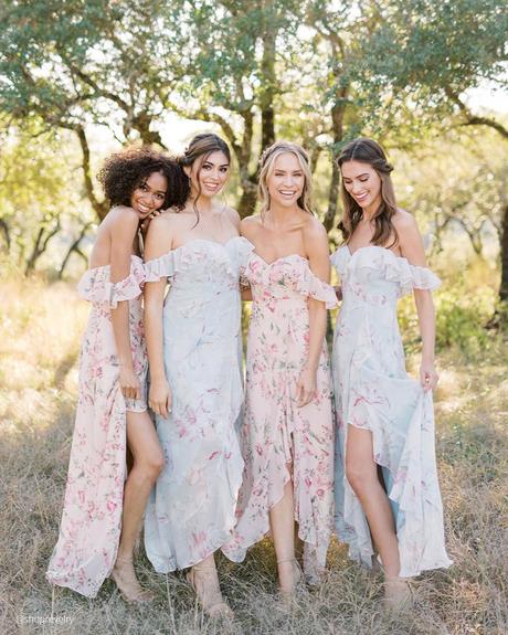 pastel floral bridesmaid dresses long rustic shoprevelry