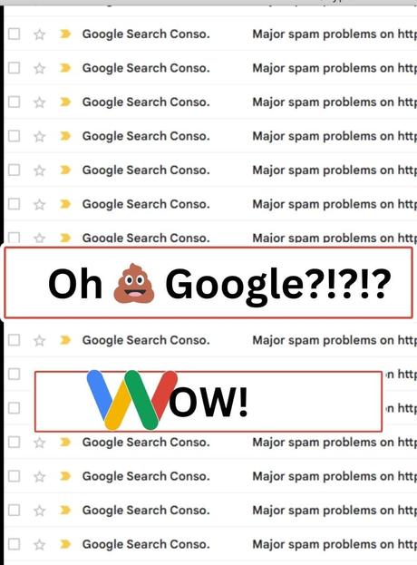 Can SEO be automated? (Yes and NO) A screenshot of an inbox filled with manual spam notices from Google Search Console.