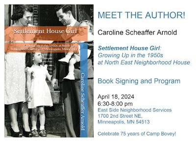 BOOK SIGNING in Minneapolis, April 18th, of SETTLEMENT HOUSE GIRL: SAVE THE DATE!