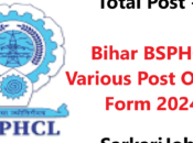 Bihar BSPHCL Various Post Online Form 2024