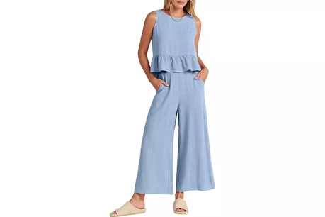 Spring Outfit Trends: Discover the Hottest Looks in 2024! 33 Anrabess Two-Piece Sleeveless Tank and Wide-Leg Pant Set