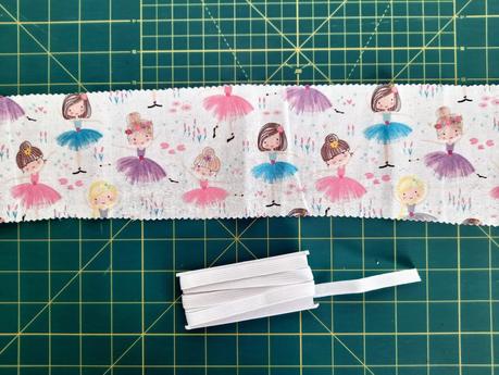 The 60cm x 9cm fabric scrap I used to make my daugher a ballerina scrunchie