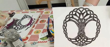 First experiments with string art: the tree of life design and testing mockups