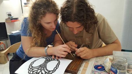 String art weaving with hollow punch