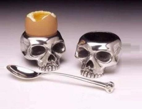Gothic Skull Egg Cup Silver
