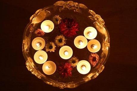 Floating candles on Diwali day