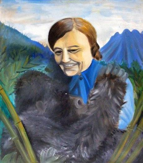 Dian Fossey painting with gorilla Rwanda