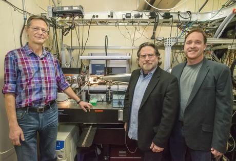 From left, Christer Jansson, John Tainer, and Steve Yannone at the SYBILS beamline at Berkeley Lab's Advanced Light Source. They're among a team of scientists working to make liquid transportation fuel from methane.