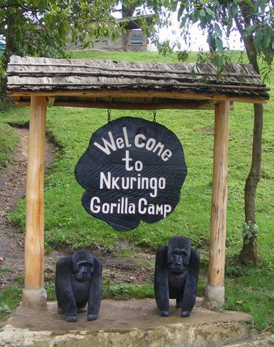 Welcome signpost Nkuringo Gorilla Camp, Bwindi, Uganda