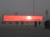 China Starts Televising Sunset Giant Screens Because Beijing Clouded Smog