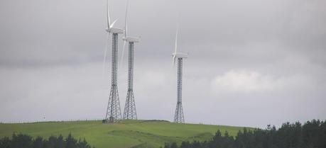 Wind turbines in the Manawatu region, New Zealand.