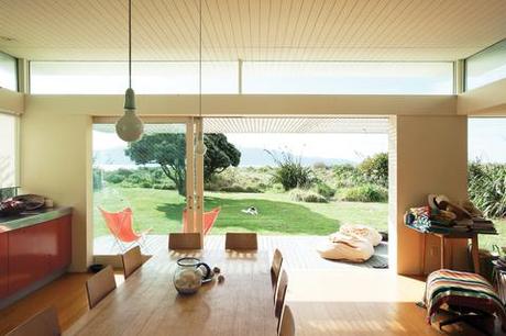 Beach house living room view of outside