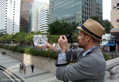 Earth Crack - Ben Heine adjusting a Pencil Vs Camera image in Seoul - 2013