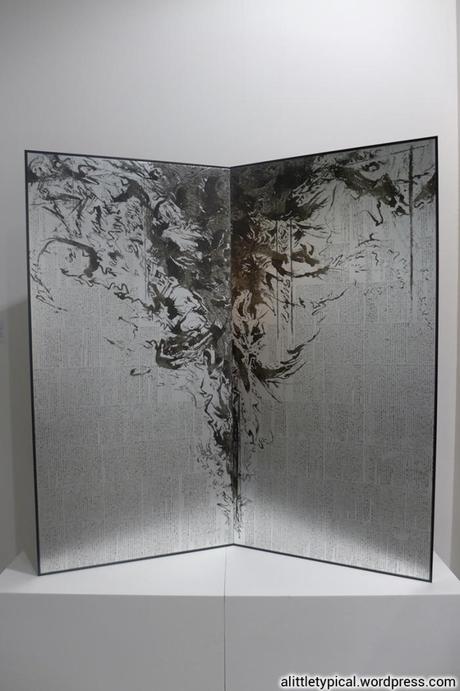 Manifestation of the Path of Light by Takafumi Asakura. Japanese black-ink painting on aluminium leaf. 164x162cm. SGD 72,500. 