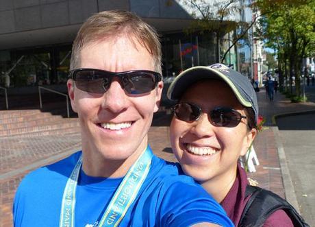 Mike Sohaskey and Katie Ho after Portland Marathon 2013