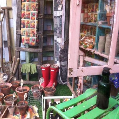 window display of potting shed