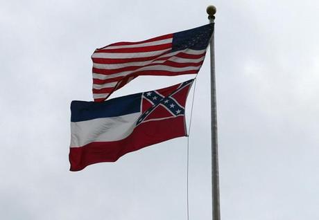 US and Mississippi state flags in Jackson