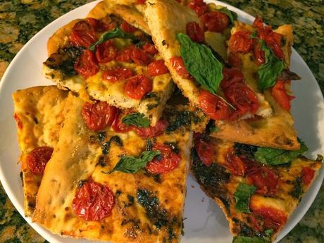 Roasted Tomato Basil Flatbread for #SundaySupper