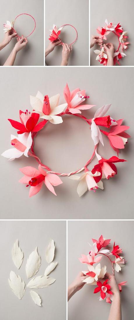 Valentine's paper flower wreath