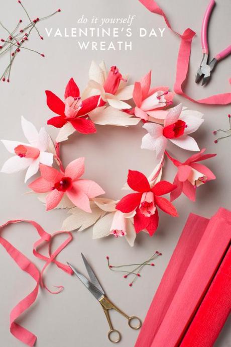 Valentine's paper flower wreath