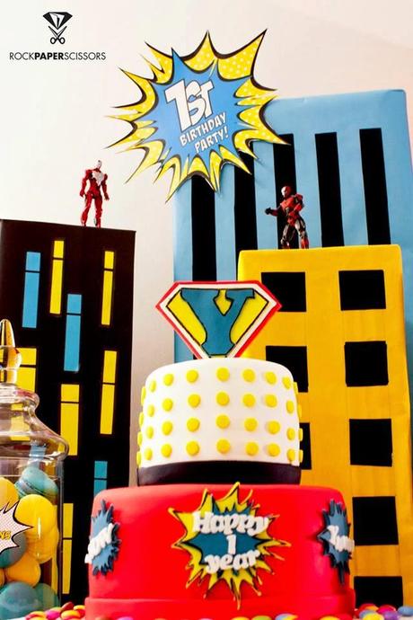 Superhero 1st Birthday Party by Rock Paper Scissors