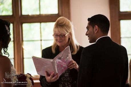 Bride and groom say vows at Woolston Manor