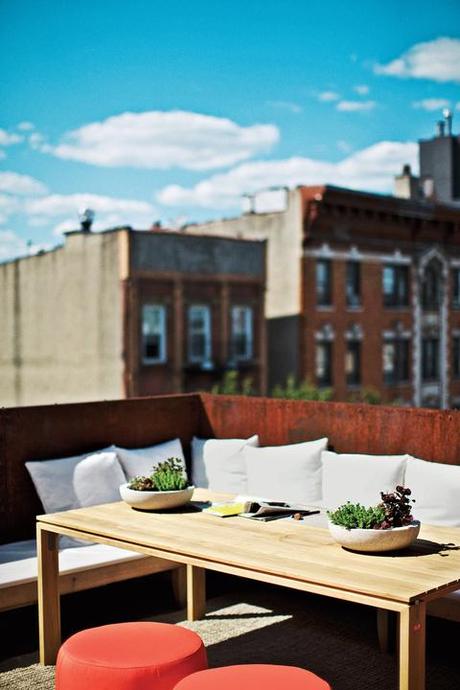 Brooklyn renovation exterior rooftop lounge area 