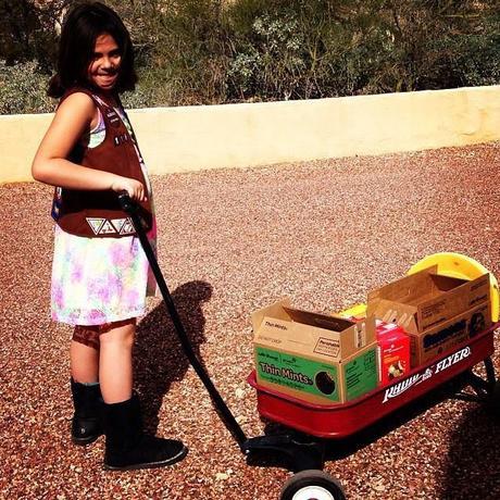 My little Brownie going door to door selling Girl Scout Cookies for the very 1st time.