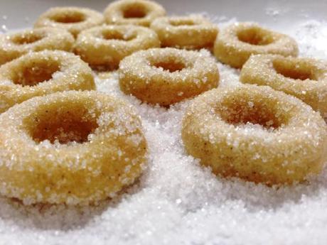 fresh sugar doughnut rings mini baked from silicon mold close up