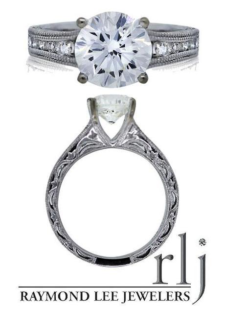 white gold vintage style engagement ring