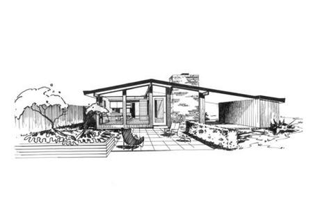 Ridgewood House sketch, St. Louis midcentury modernism, Ralph Fournier