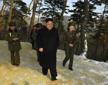 Kim Jong Un tours the Mount Madu Revolutionary Battle Site.  Also seen in attendance is Gen. Kim Yong Chol (1), Member of the Party Central Commission, Vice Chief of the KPA General Staff and Director of the Reconnaissance General Bureau (Photo: Rodong Sinmun).