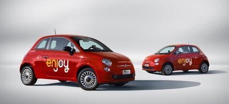 Enjoy car sharing service offers its customers Fiat 500 1.2CC (69 HP/51kW) and its longer version (not pictured) Fiat 500L 1.3CC (85HP/62kW)