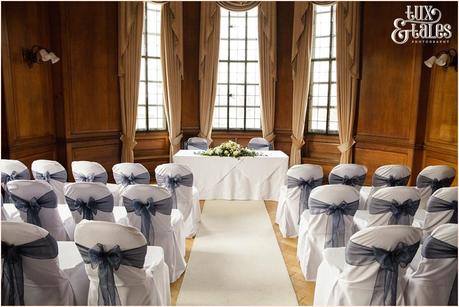 Cedar Court Grand Hotel wedding ceremony room with blue winter details