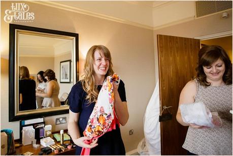 Cedar Court Grand Hotel Wedding bridesmaid gets gift of a dressing gown