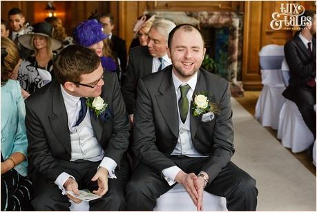 Groom waits for bride at wedding at Cedar Court Grand Hotel