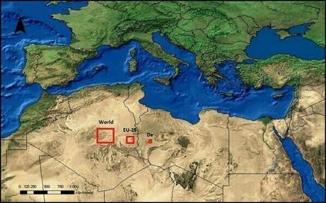 total space required to power the world with solar panels