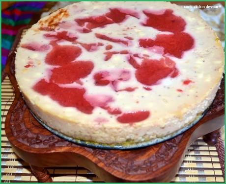 Egg less starwberry cheese cake