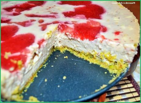 Egg less starwberry cheese cake