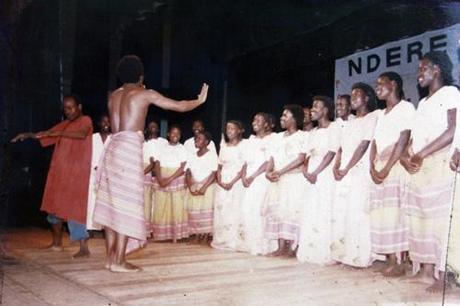 early performance of the Ndere Troupe, Kampala, Uganda