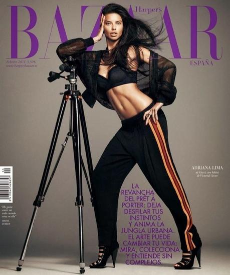 Adriana Lima for February 2014 Cover Shoot of Harper’s Bazaar Spain