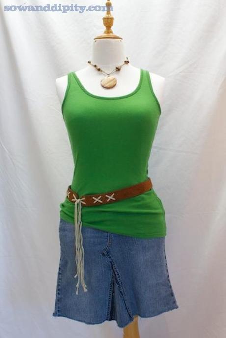 recycled denim mini skirt