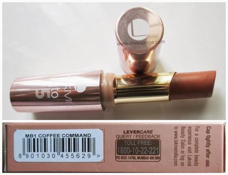 Lakme 9 to 5 Lip Color in Coffee Command: Review/Swatches/LOTD