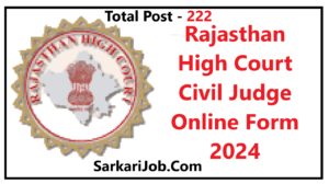 Rajasthan High Court Civil Judge Online Form 2024