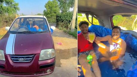Hyundai Santro Converted to Swimming Pool